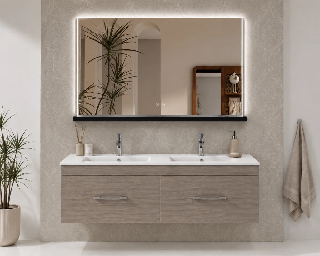 Mobile bagno con lavabo ORIGENBATH FLORENCIA senza specchio 120x45 cm 2 senos rovere smoky