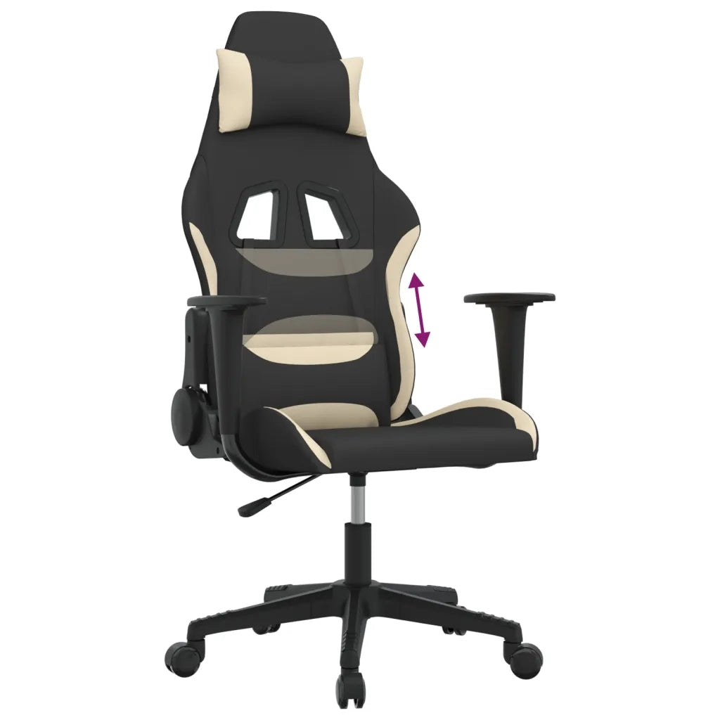 vidaXL Sedia da Gaming Nero e Crema in Tessuto