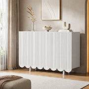Credenza bianca 120 cm - 4 ante scolpite, ripiani interni