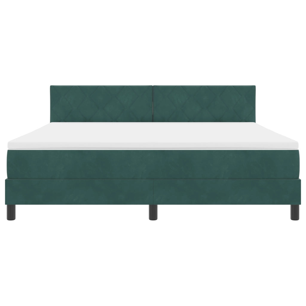 Letto con box spring e materasso & LED Verde scuro 180x200 cm in velluto