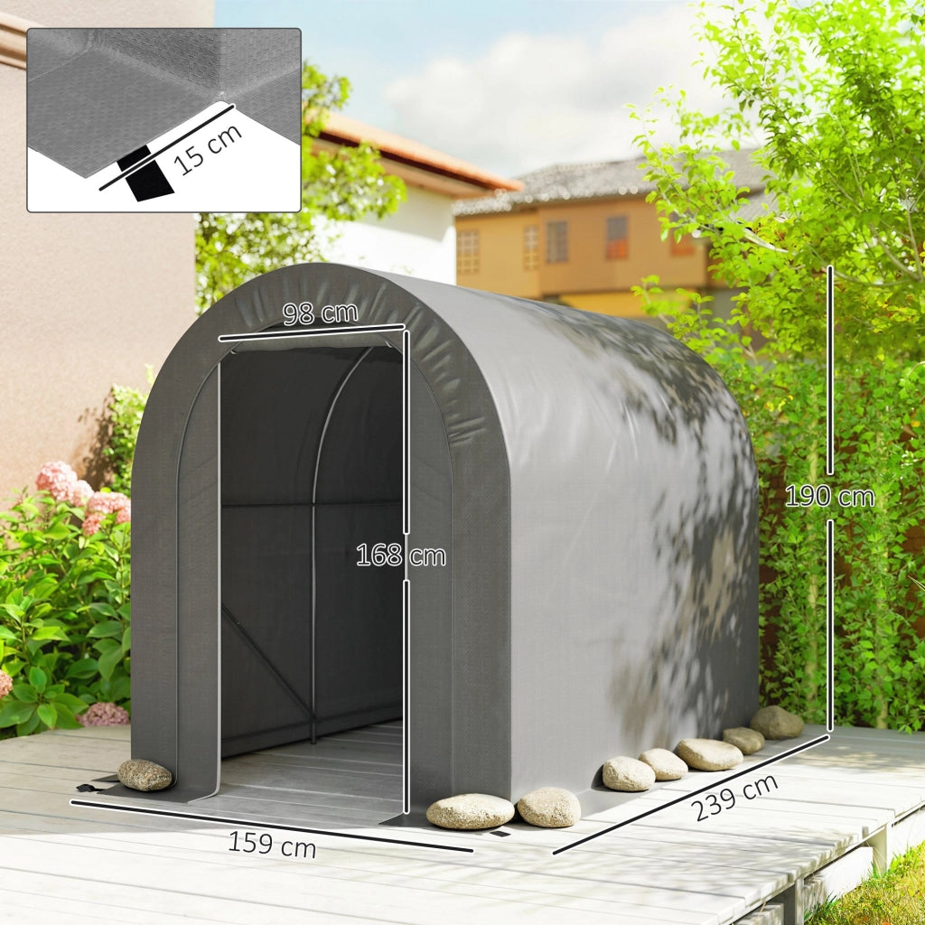 Tenda da giardino per biciclette ¨C zephmum ¨C 2.4x1.6x1.9 m grigio chiaro acciaio