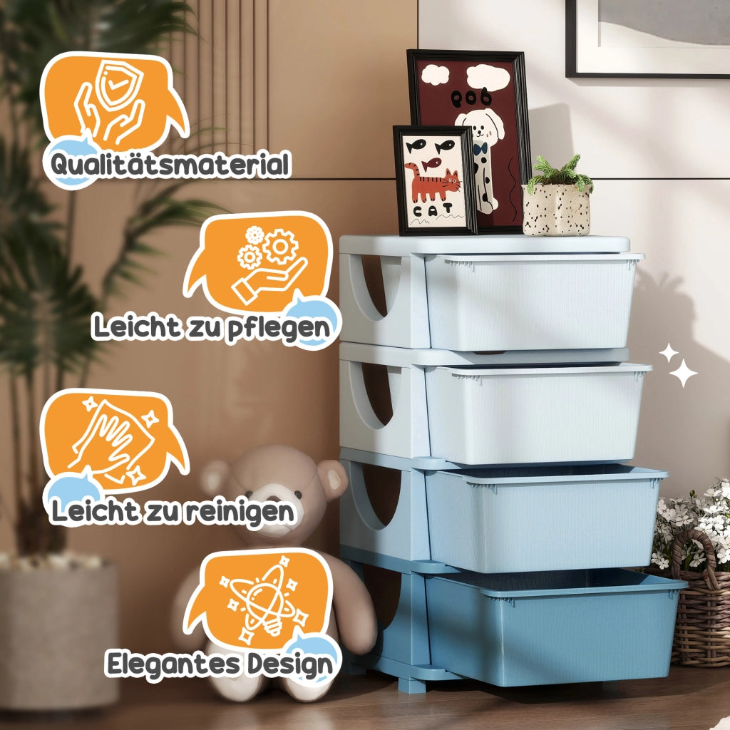 Cassettiera bambini 4 cassetti ¨C zephmum ¨C blu plastica