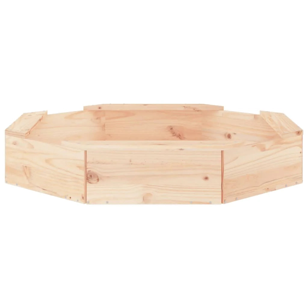 Sabbiera per bambini area giochi da giardino esterna con sedute ottagonali legno massello di pino marrone 02_0041544