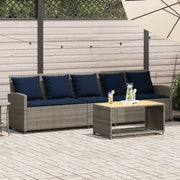 Divano da Giardino con Cuscini 5 Posti Grigio in Polyrattan 4104118
