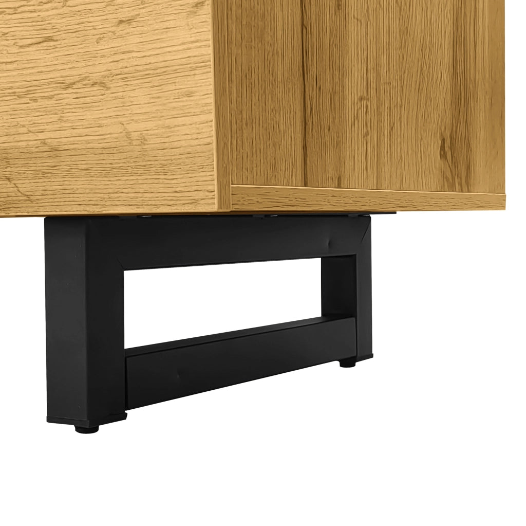 Mobile TV 170 cm in legno e grigio scuro con 3 ante e 2 vani aperti