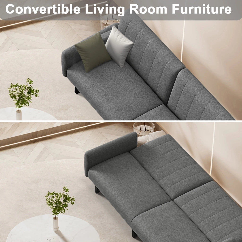 Divano Letto 170 x 78 x 75 cm - RATTANTREE - con Schienale Regolabile, Braccioli Rimovibili e Porta USB
