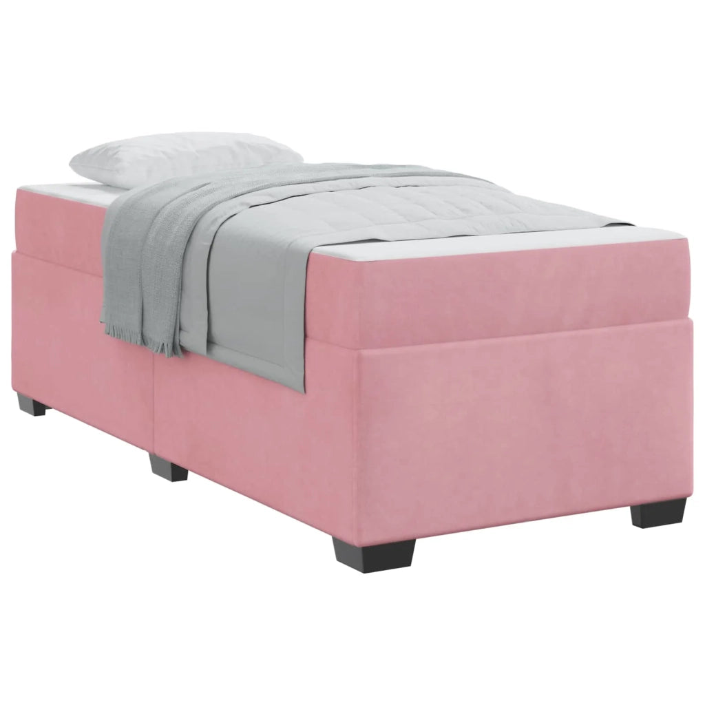 Struttura del letto con materasso Rosa 90 x 200 cm Tessuto