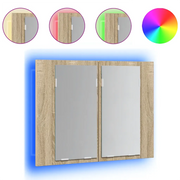 Armadietto a Specchio con Luci LED-Mobiletto a specchio Rovere Sonoma in Acrilico 635482