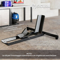 Cavalletto Bloccaruote per Moto Staffa Regolabile per Ruote Ø34-84 cm in Acciaio Nero