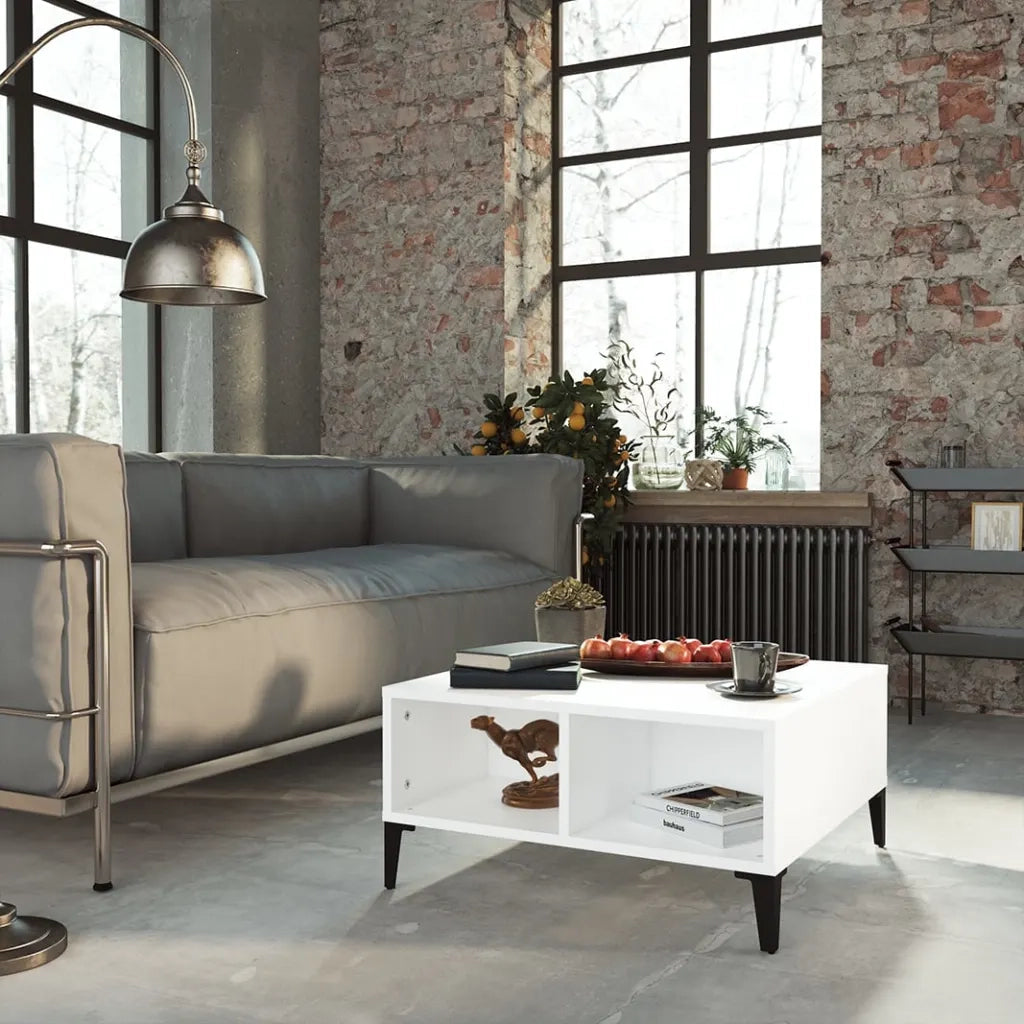 Tavolino da Salotto Bianco 60x60x30 cm in Legno Multistrato 805986