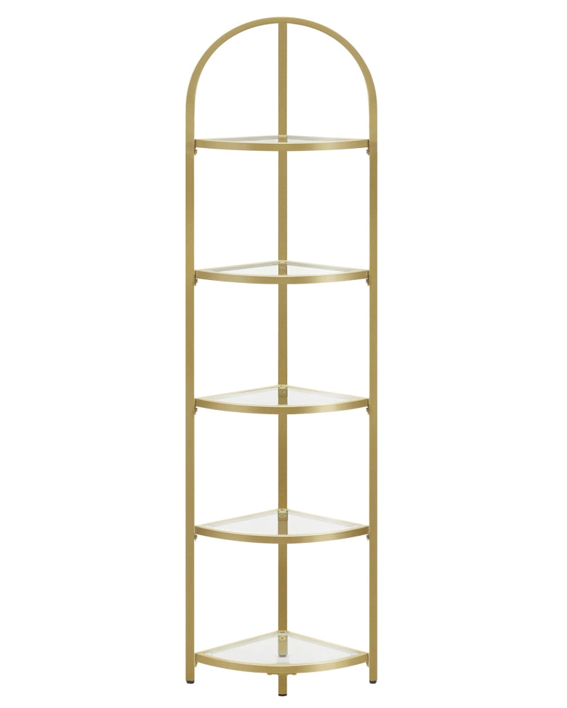 Libreria VALORA in vetro con 5 ripiani, oro - LGT810A01