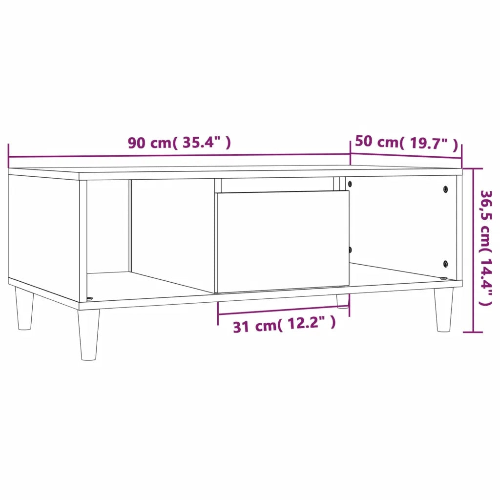 Tavolino da Salotto Nero 90x50x36,5 cm in Legno Multistrato 821061