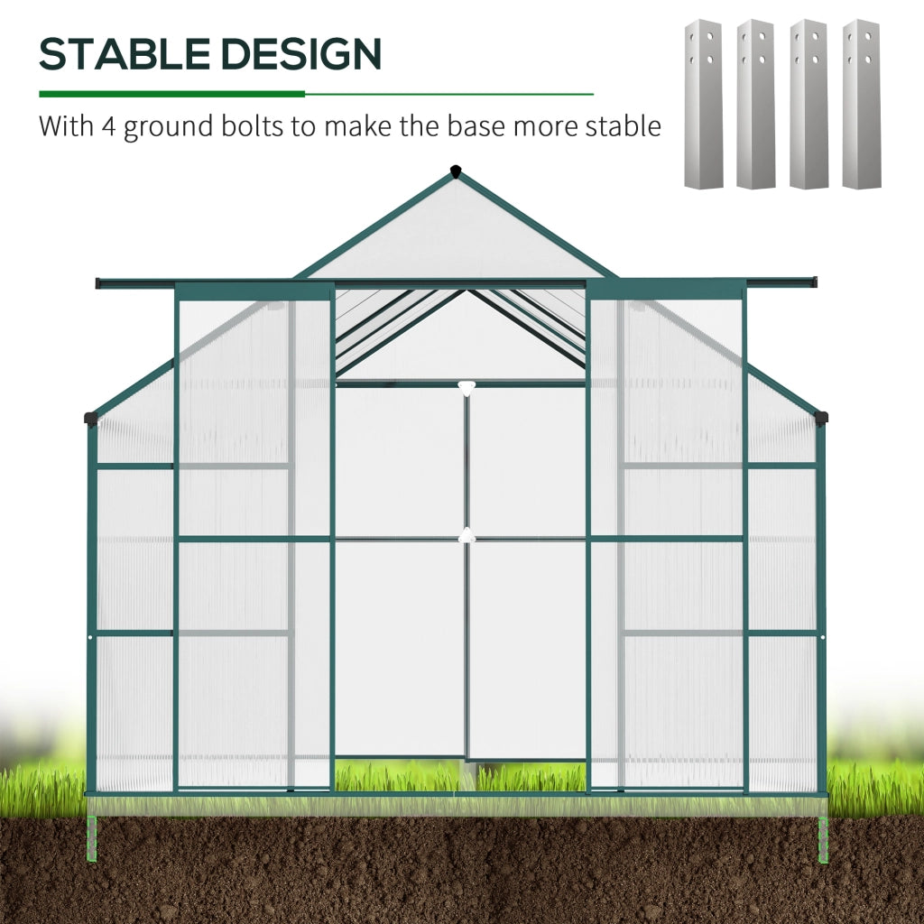 Easycomfort Serra da Giardino in Policarbonato, Metallo e Alluminio, Anti-UV e Antivento, 244x500x216cm, Verde