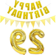 Decorazione di compleanno Ballooni numero 29 oro - Slinga di compleanno - banner balloone in plastica - uomo donna - balloni 29 anni - balloone numero 29 per donna