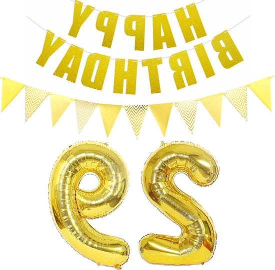 Decorazione di compleanno Ballooni numero 29 oro - Slinga di compleanno - banner balloone in plastica - uomo donna - balloni 29 anni - balloone numero 29 per donna