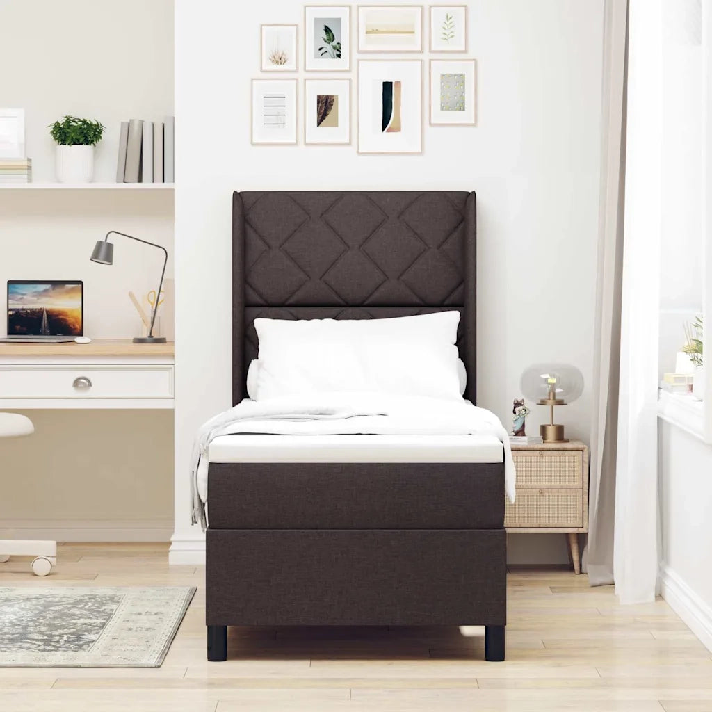 Letto a Sorgente LED Marrone Scuro 80 x 200 cm Tessuto 3343535