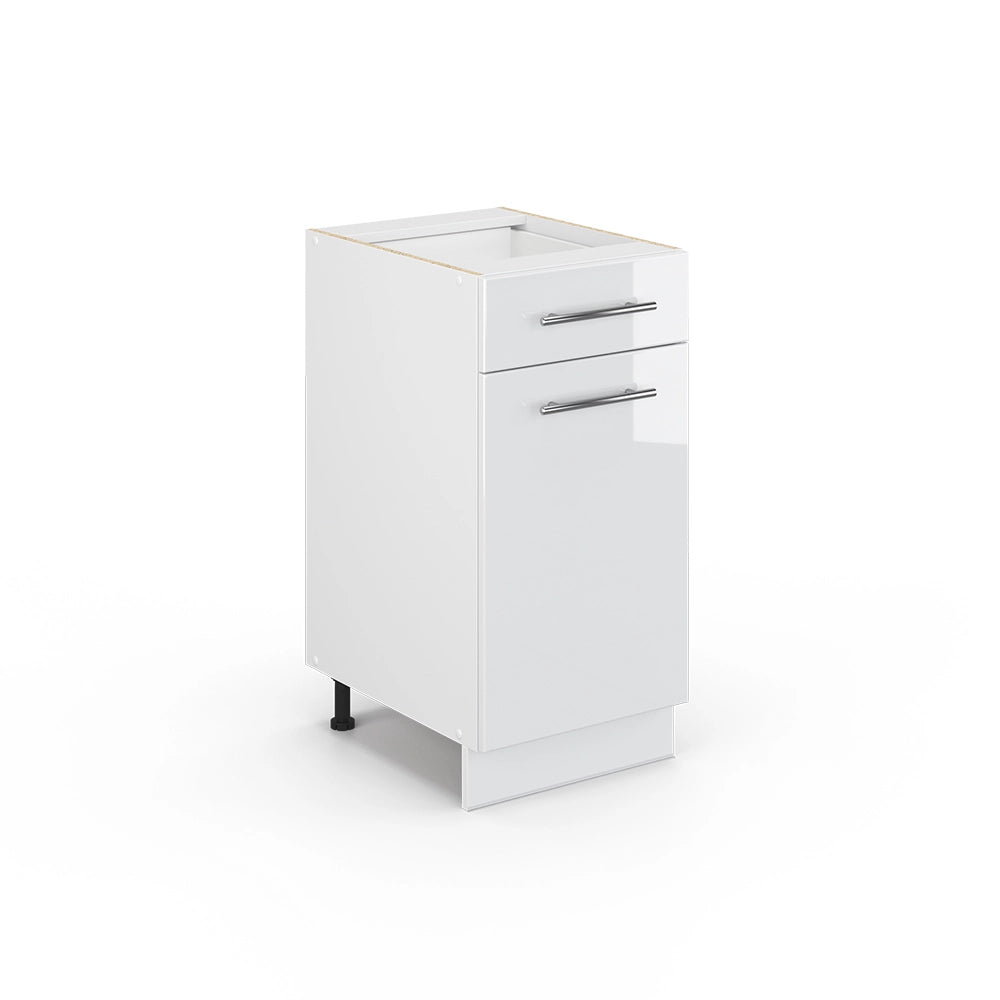 Mobiletto base per cucina Fame-Line Bianco lucido/Bianco 40 cm senza piano di lavoro Vicco