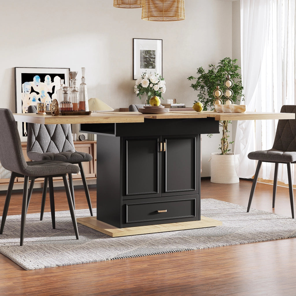 Tavolo allungabile da pranzo con 2 ante, 1 cassetto e ripiani regolabili, per cucina e soggiorno, 110 × 80 × 75 cm