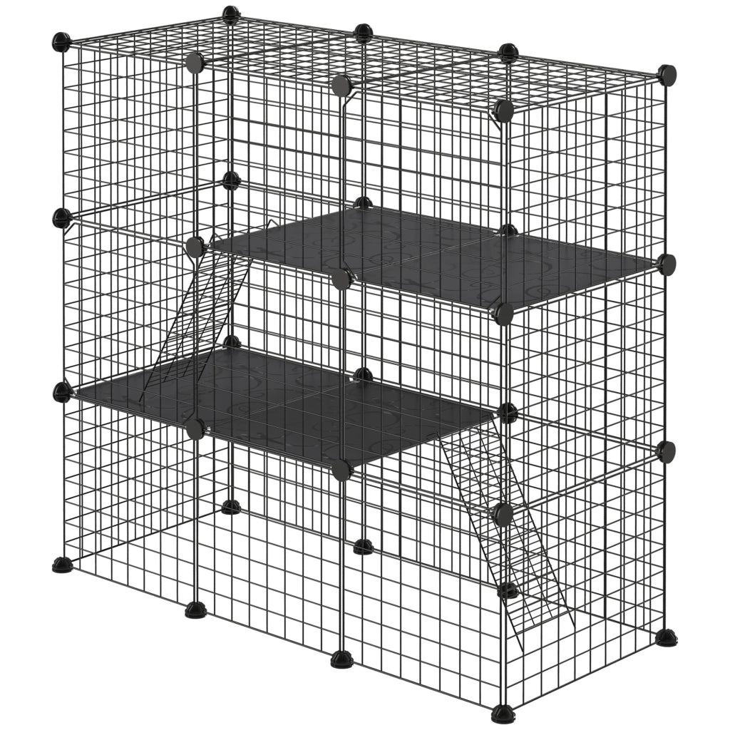 Gabbia per Animali Domestici 31 Pannelli ¨C zephmum ¨C Nero 105x45x105 cm