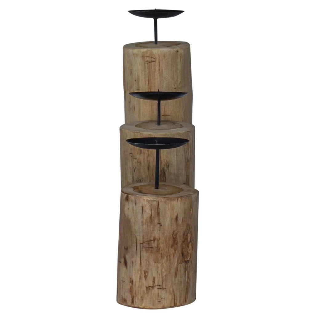 Candelabro 3 pcs Naturale Legno massello di teak 42012366