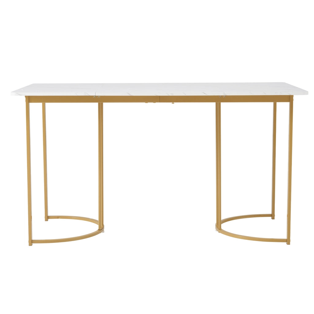 Tavolo da pranzo rettangolare con motivo marmo, gambe regolabili, per cucina e soggiorno, in MDF, 140 × 80 cm