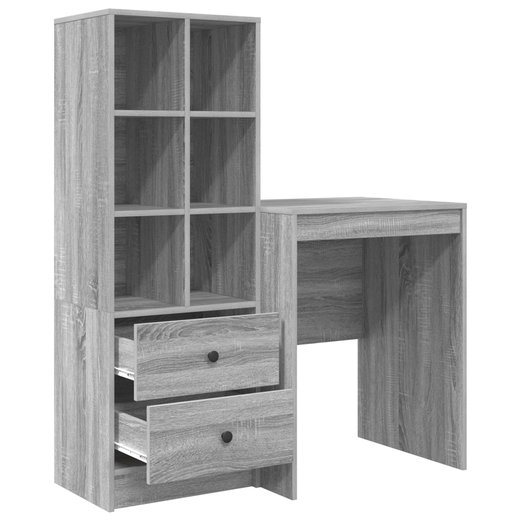 Scrivania con Archivio Grigio Sonoma Legno Ingegnerizzato