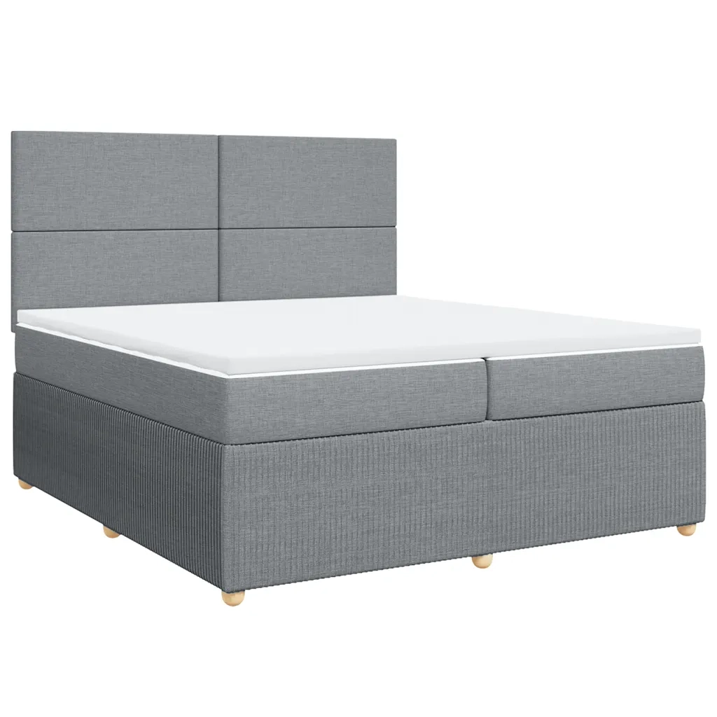 Giroletto a Molle con Materasso Grigio Chiaro 200x200cm Tessuto