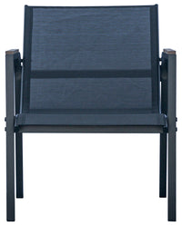 Set Salotto da Giardino Divano 2 Poltrone e Tavolino Tarquinia in Ferro e Textilene Antracite