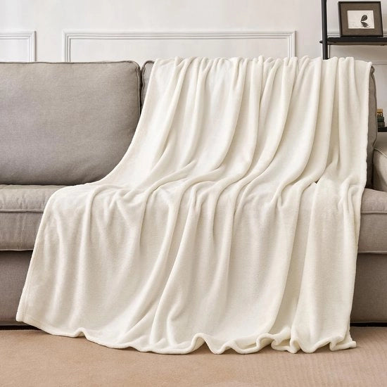 Bianco Fluffy Deken per Cuscino 150x200 cm Felpa Microfibra Plaid per Sdraio e Sedia