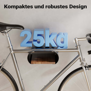 supporto a parete per bicicletta nero 25,6 x 30 x 11,4 cm fino a 25 kg, portabici universale, in sospensione, per tubi orizzontali Ø 55 mm e manubri larghi 500 mm