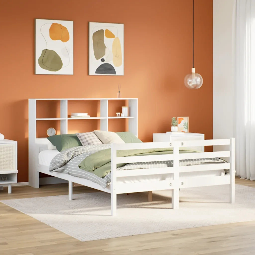 Letto Libreria senza Materasso Bianco 140x200 cm Legno di Pino 3322238
