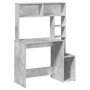 Scrivania | Tavolo da Ufficio Mensole Grigio Cemento 100x45x140cm Legno Multistrato