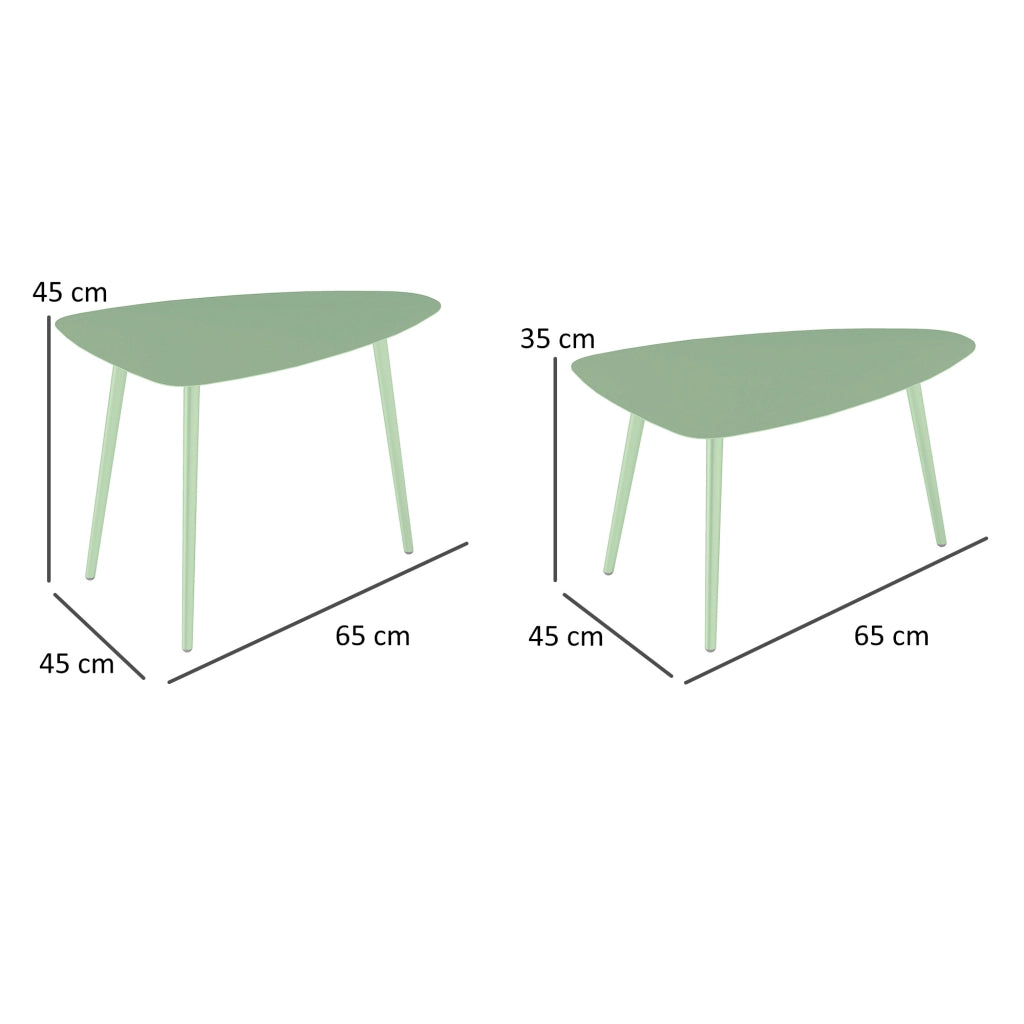 Tavolino da esterno triangolare ¨C zephmum ¨C verde chiaro, metallo, a incastro