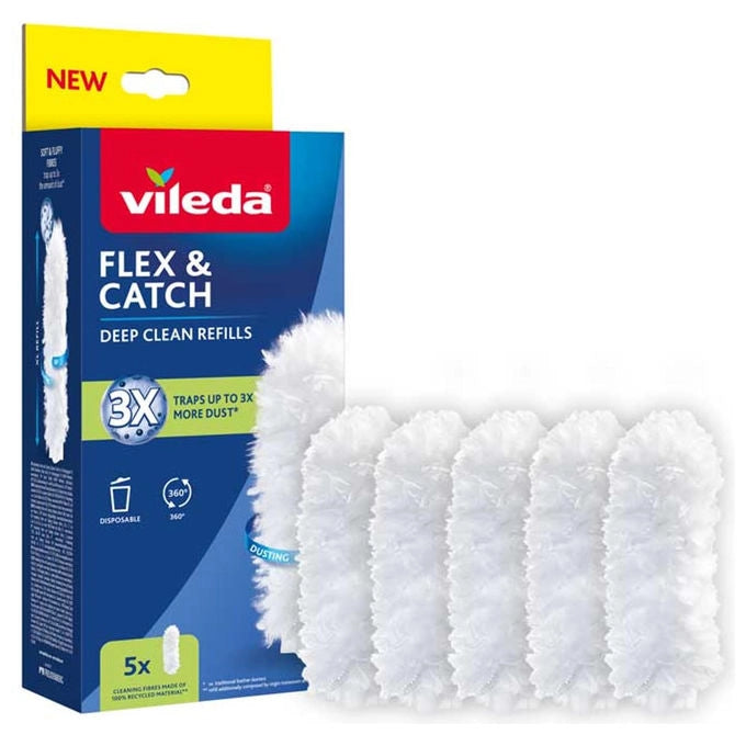 Vileda, Flex and Catch, Ricariche, 5 Pezzi, Ricambio piumino, Microfibra morbida