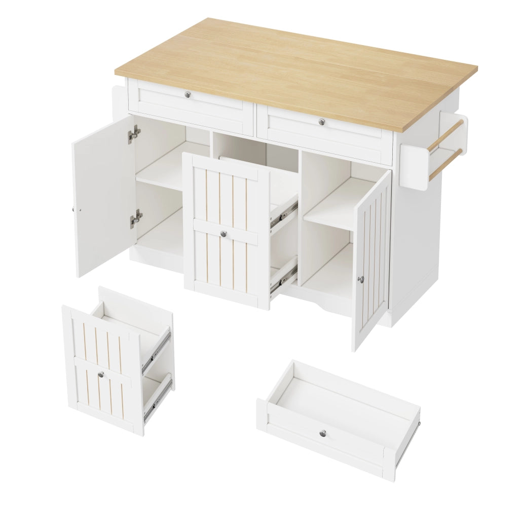 Mobile contenitore da cucina con piano ribaltabile; 2 cassetti e ruote - 120×45(70)×92 cm