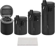 Zak per 4 lenti in neoprene, protezione idrorepellente per lenti fotocamere, 15 mm spessore, impermeabile e shockassorbente per lenti DSLR, nero, nero, Borsa extra