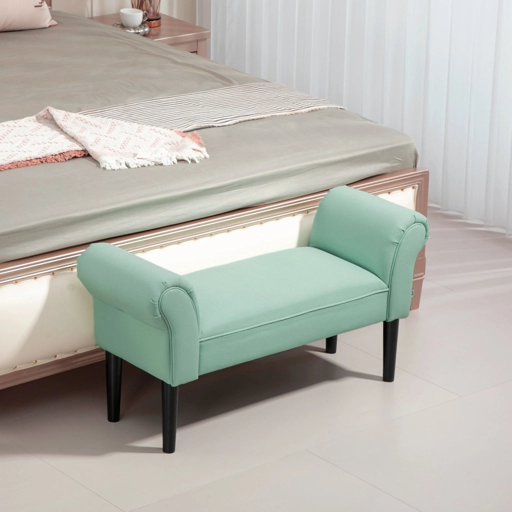 Panca imbottita per camera da letto ¨C Xylo ¨C tessuto velluto verde 102x36x51 cm