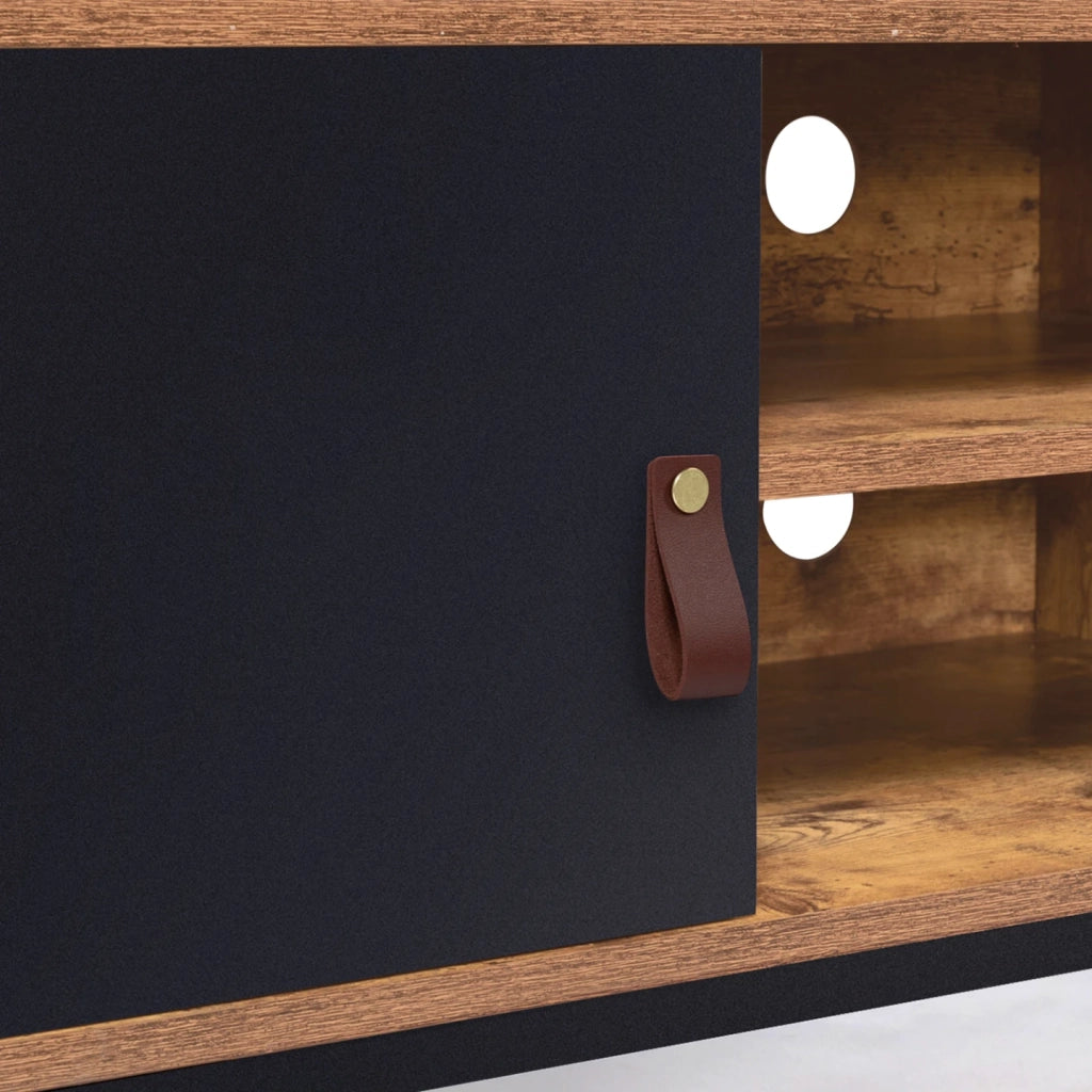 IDMarket - Porta TV CHICAGO a 2 cassetti con armadio dal design industriale
