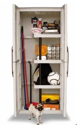 ARMADIO PORTASCOPE CON 3 RIPIANI IN PLASTICA BEIGE DIMENSIONI 70X39XH165 CM