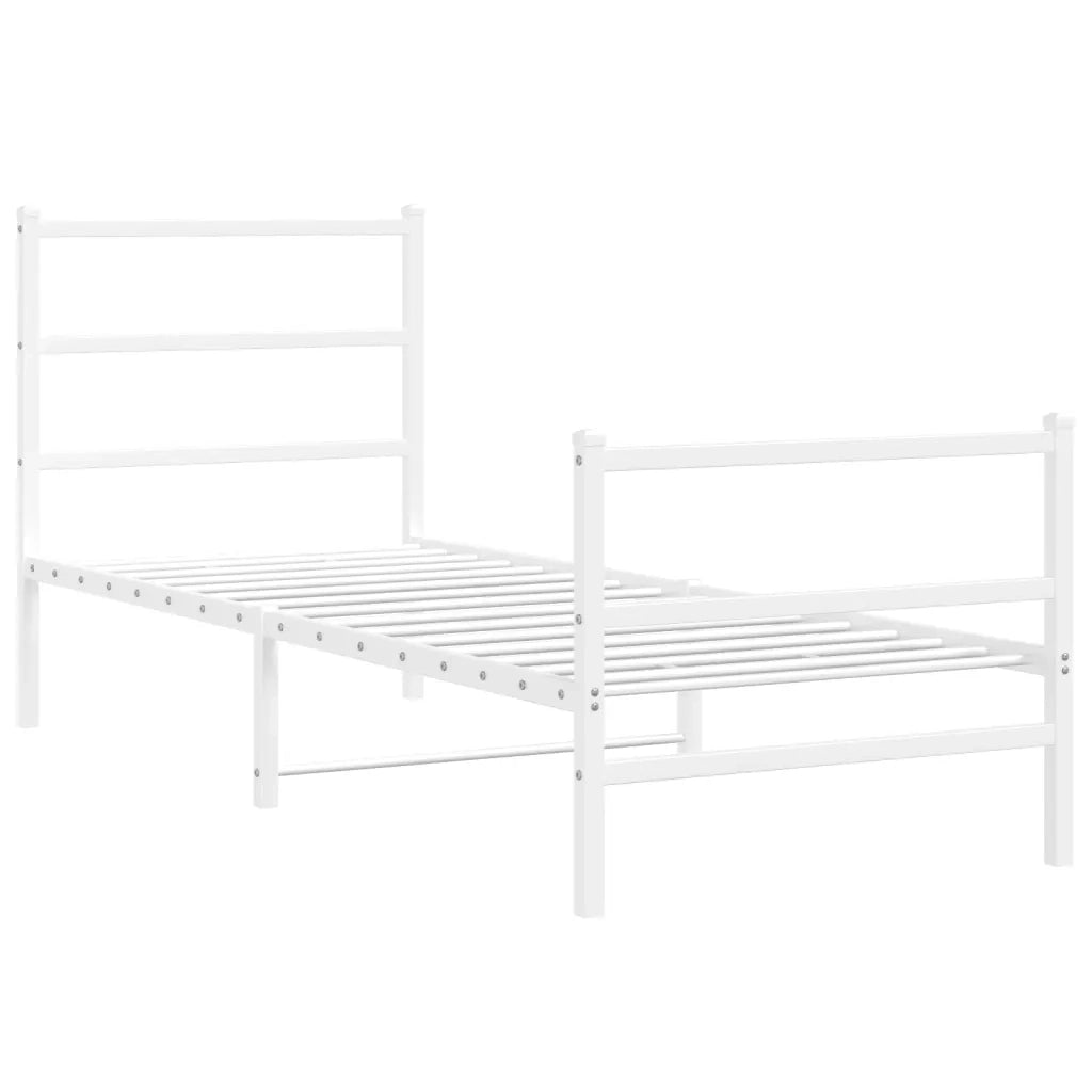 Giroletto con Testiera e Pediera-Struttura letto con testiera Metallo Bianco 80x200 cm