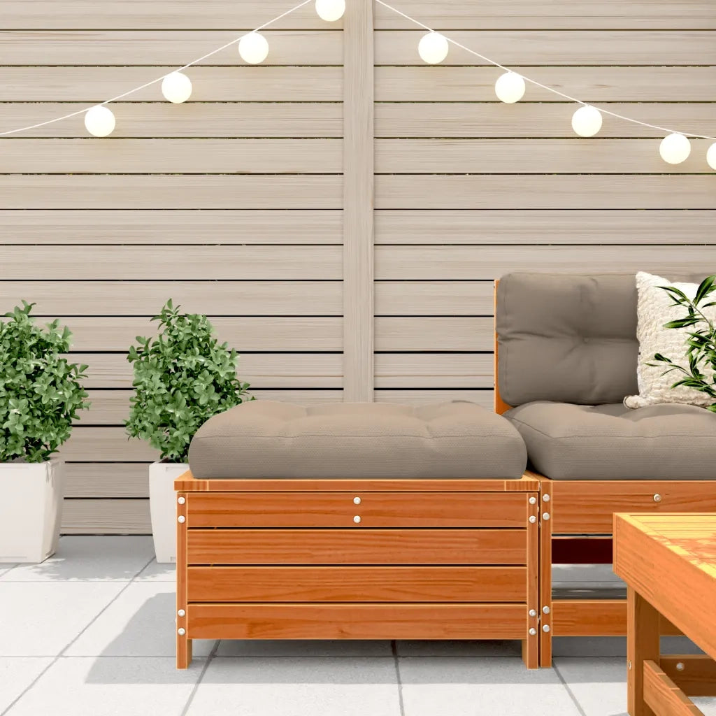 Sedia da giardino-Poggiapiedi da Giardino con Cuscino Marrone Cera Massello Pino 868283