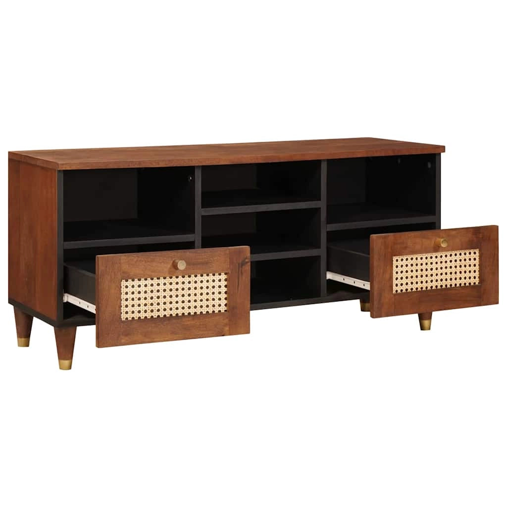 Mobile porta TV rettangolare moderno con pratico contenitore 100 x 33,5 x 46 cm in legno di mango marrone 02_0057904