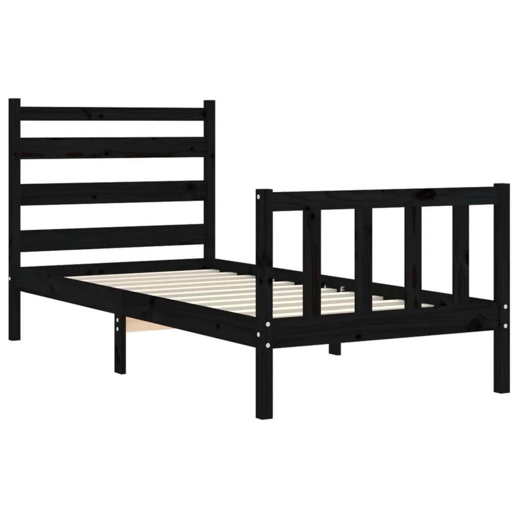 Giroletto con Testiera Nero Small Single in Legno Massello