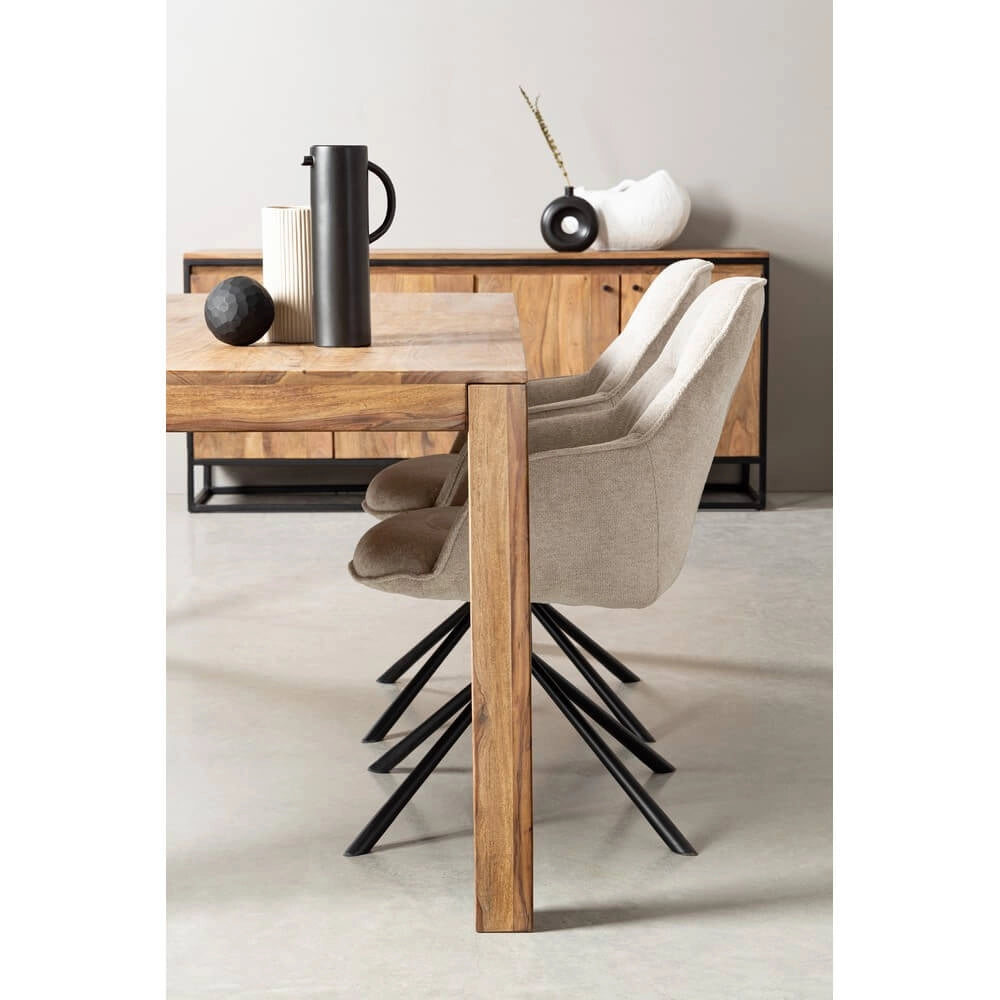 Set di 2 Poltrone Imbottite in Tessuto con Braccioli e Gambe in Acciaio - EFFORTLESS