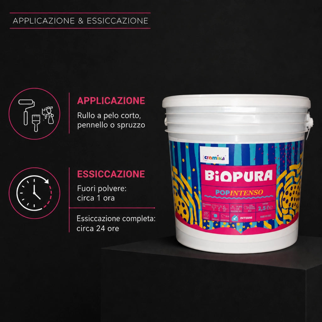 Popintenso palestra e decori interni pittura murale lavabile e coprente cromika *** formato 2.5 lt, colore- nero mezz...