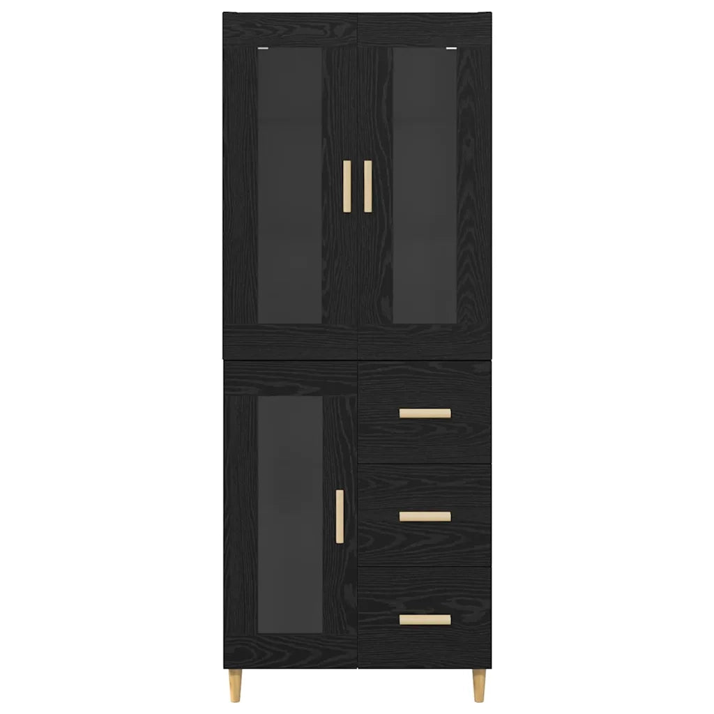 Credenza Rovere Nero 69,5 x 34 x 180 cm Legno multistrato