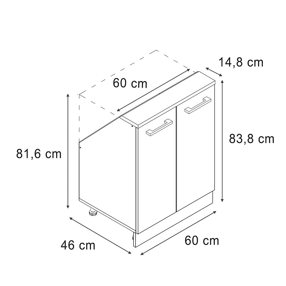 Mobile sottotetto Rion Nero lucido/Antracite con 2 porte Vicco