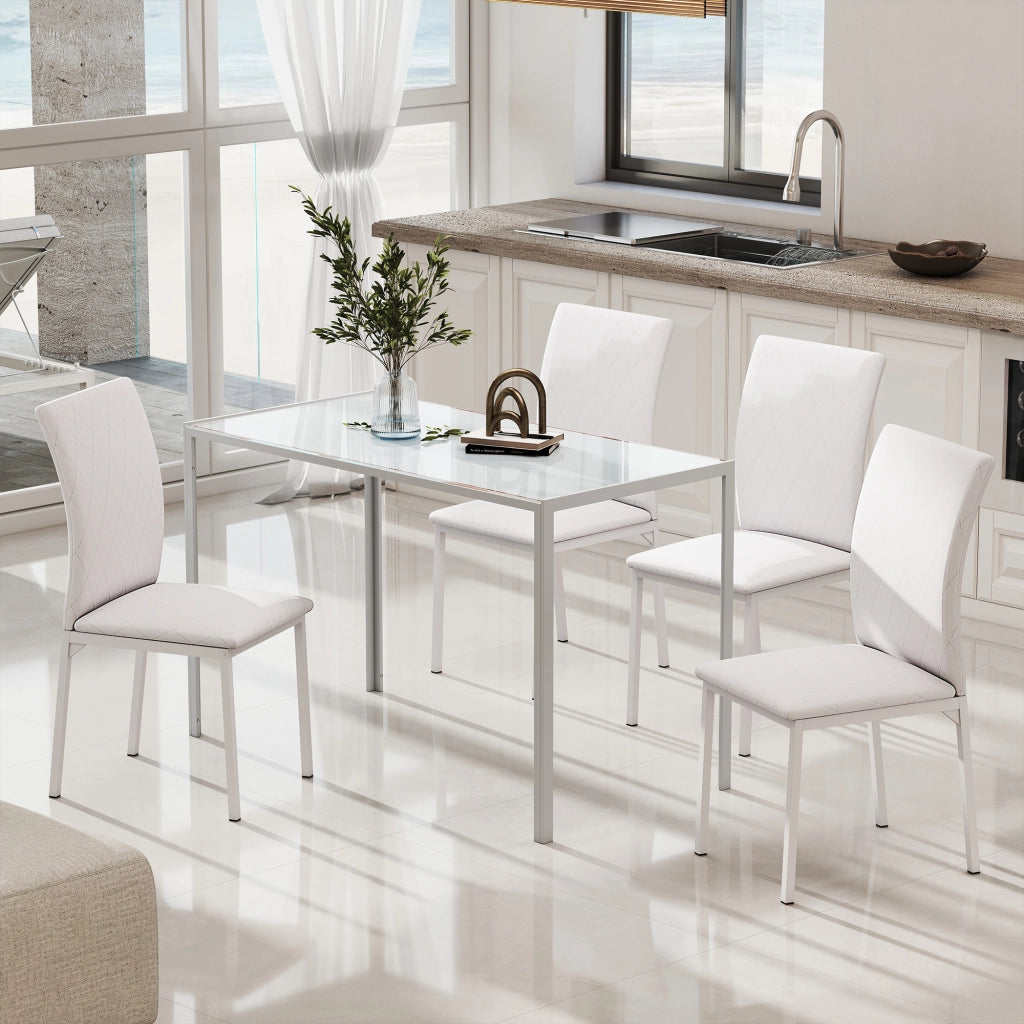 Sedia da Pranzo Imbottita con Gambe in Metallo ¨C Minimal ¨C Bianco 41x50x91cm