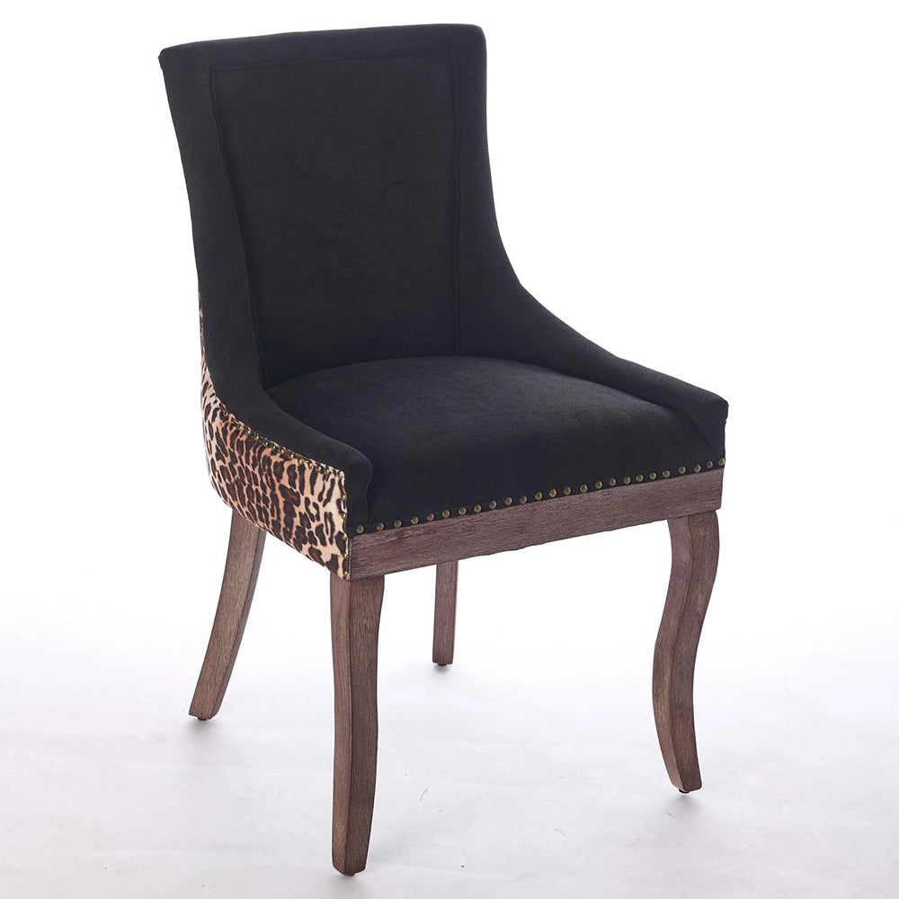 Set 2 sedie Ultra Side - Xylo - tessuto stampa leopardo gambe legno