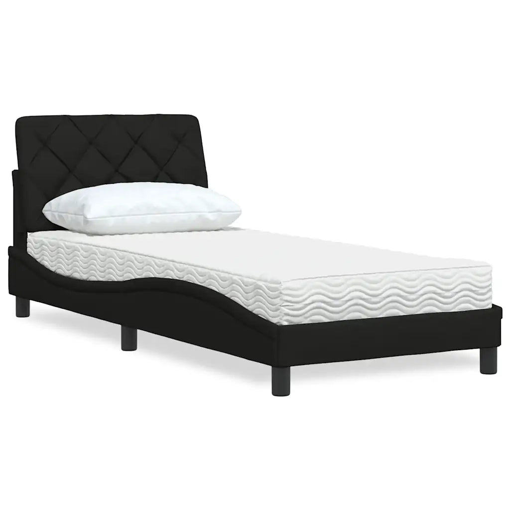 Letto con Materasso Nero 90x190 cm in Tessuto 3310708